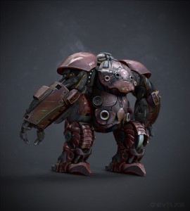 Medical mech design rendered from behind